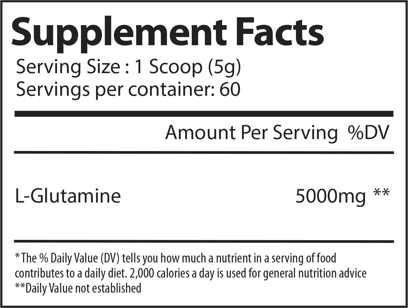Alpha Supps Unflavored L-Glutamine Powder - 300g Amino Acid Supplement for Muscle Recovery, Gut & Immune Support - 60 Servings
