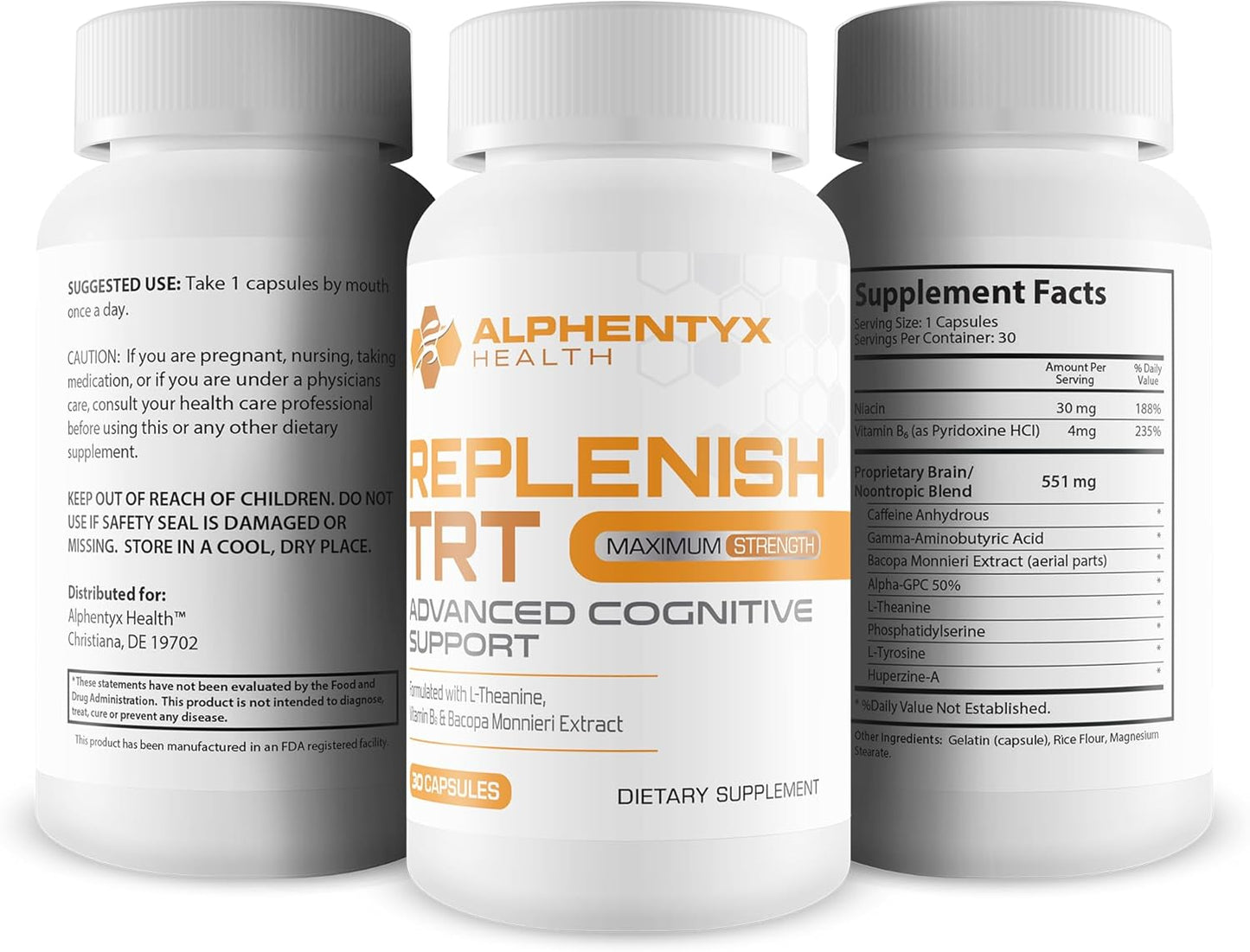 Alphentyx Health Nootropic Replenish TRT: Memory, Clarity, and Focus Brain Booster