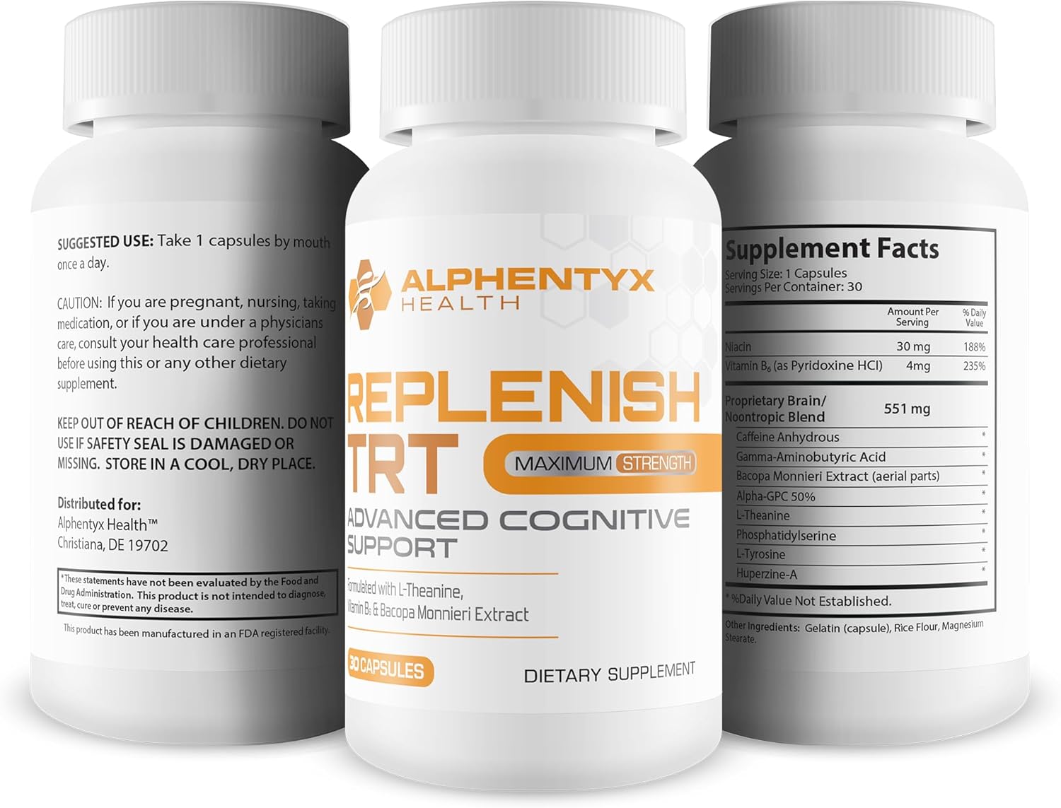 Alphentyx Health Nootropic Replenish TRT: Memory, Clarity, and Focus Brain Booster