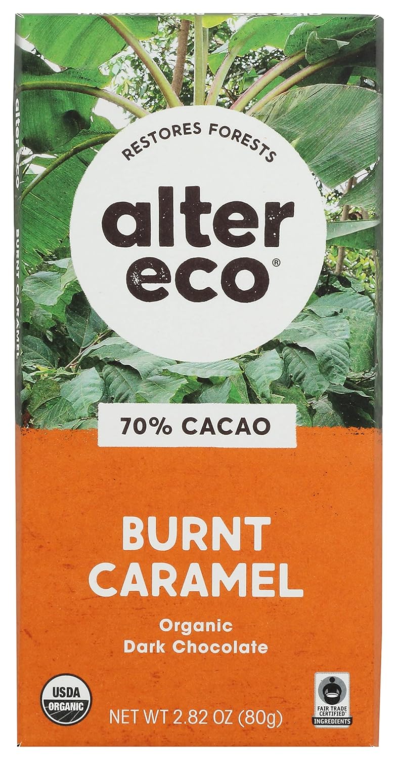 Alter Eco Organic Dark Salted Burnt Caramel Chocolate Bar, 2.82 Oz - Pack of 12