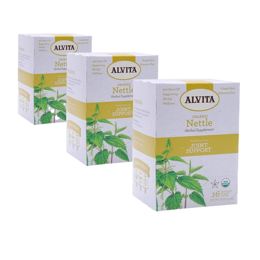 ALVITA Organic Nettle Tea - Herbal Stinging Nettle Leaf Tea for Cleansing, Detox, and Joint Health - 48 Tea Bags (3 Pack)