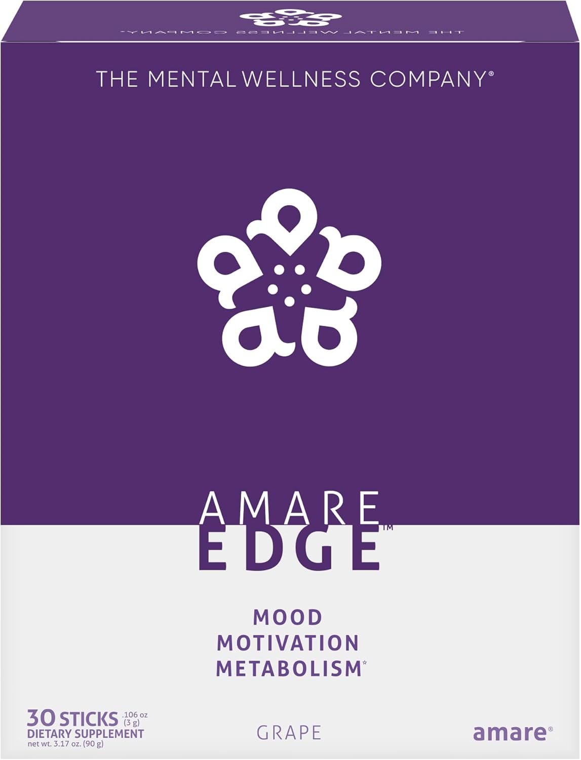 Amare Edge™ Plant Based Nootropic Powder Drink - Grape Flavor, 30 Servings for Endurance and Motivation