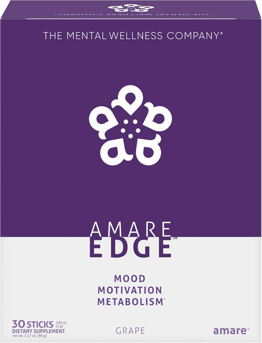 Amare Edge™ Plant Based Nootropic Powder Drink - Grape Flavor, 30 Servings for Endurance and Motivation
