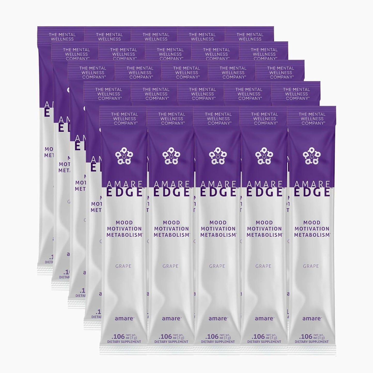 Amare Edge™ Plant Based Nootropic Powder Drink - Grape Flavor, 30 Servings for Endurance and Motivation