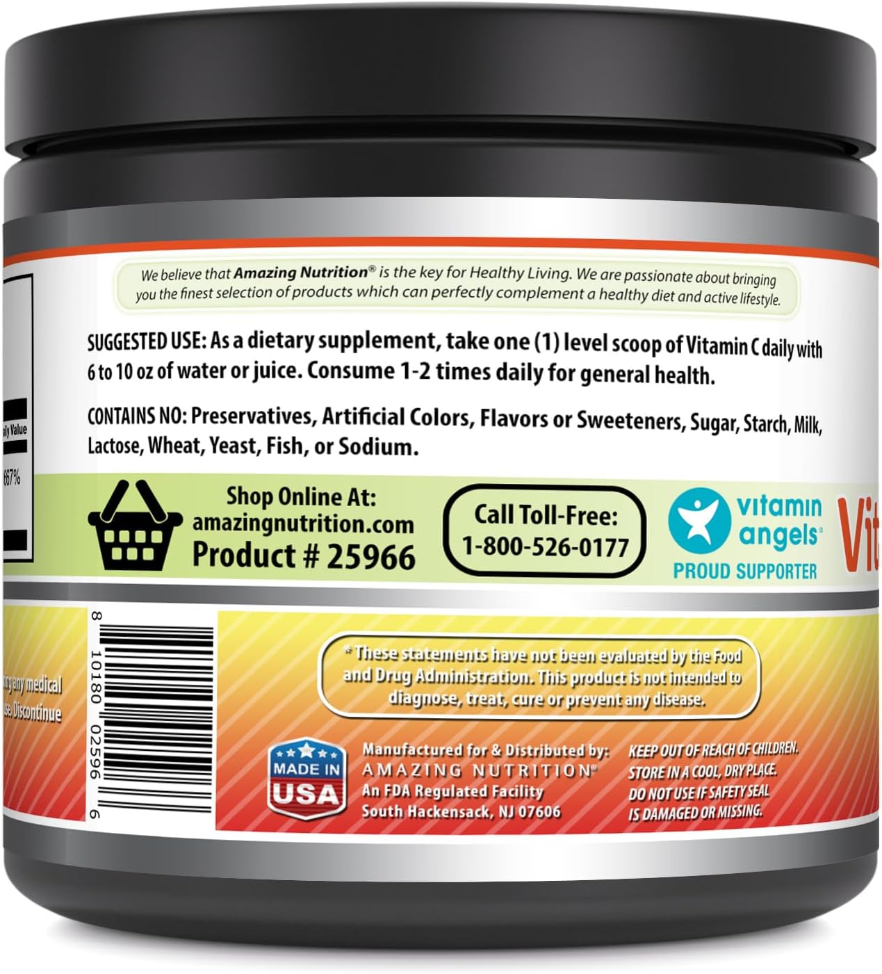 Amazing Formulas Vitamin C Powder Supplement - Non-GMO, Vegan Immune Support for Healthy Aging and Overall Well-Being - 1 Lb