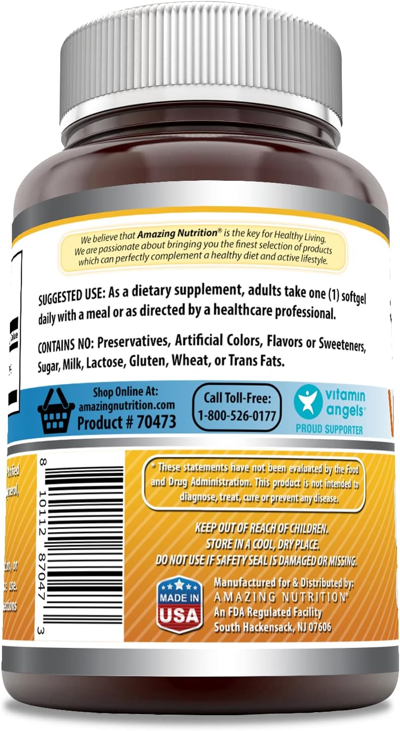Amazing Nutrition Amazing Formulas Vitamin D3 Supplement | 1000 IU | 480 Softgels | Non-GMO | Gluten Free | Made in USA