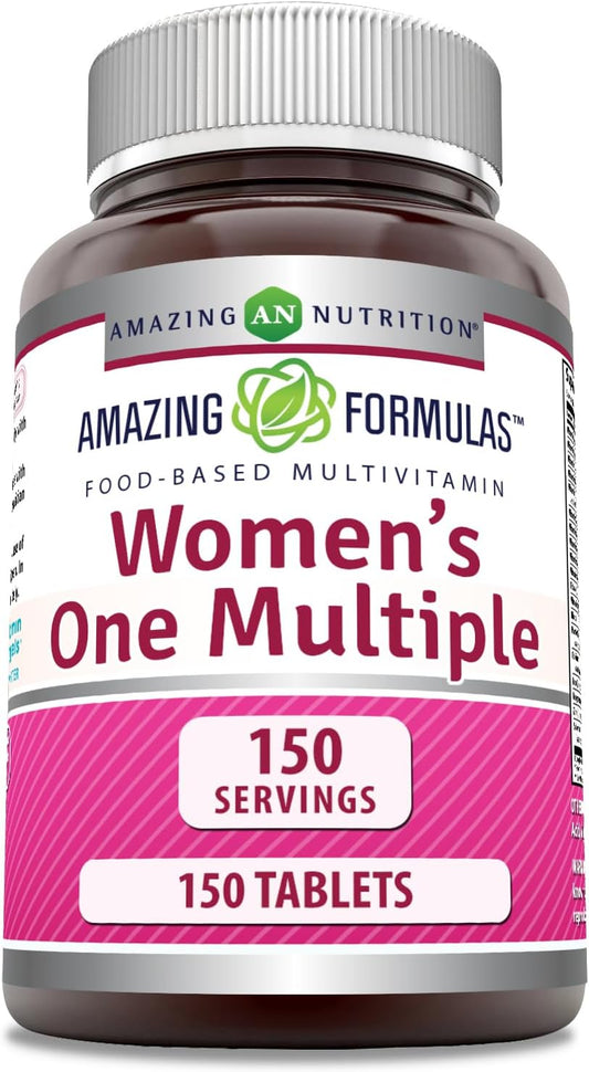 Amazing Nutrition Amazing Formulas Women's Multivitamin Food Based Tablets | Complete Blend of Vitamins, Minerals, 25 Million CFU Probiotics | 150 Count