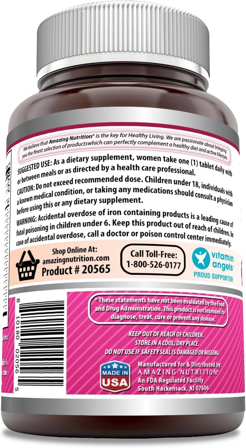 Amazing Nutrition Amazing Formulas Women's Multivitamin Food Based Tablets | Complete Blend of Vitamins, Minerals, 25 Million CFU Probiotics | 150 Count