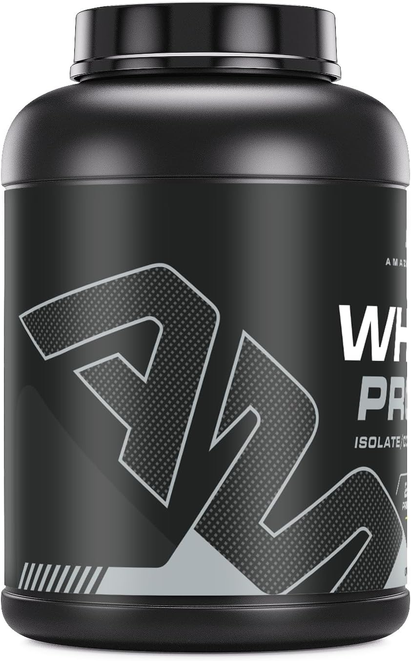 Amazing Nutrition Amazing Muscle Whey Protein Powder - Banana Flavor, 5 lb - Advanced Formula with Whey Protein Isolate and Ultra Filtered Whey Protein Concentrate - 100% Protein Source