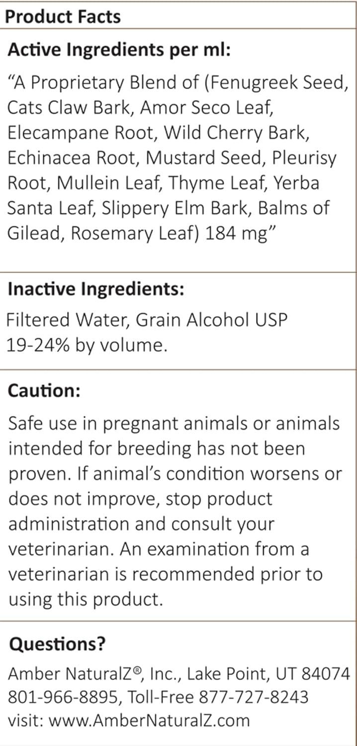 Amber NaturalZ Numo Care Herbal Supplement for Dogs | Supports Bronchial Health & Respiratory Function | 1 oz Glass Bottle | Made in USA