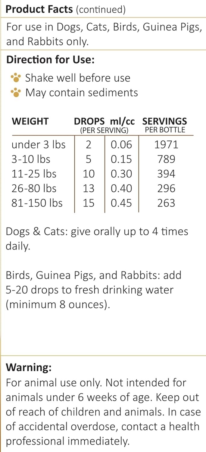 Amber NaturalZ Vibactra Immune Support Herbal Supplement for Pets | Pet Herbal Blend for Overall Health | 4 fl oz Glass Bottle | Made in USA
