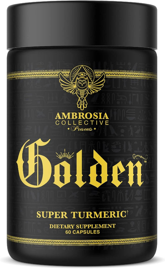 Ambrosia Golden Super Turmeric Capsules - High Curcumin Bioavailability for Gut, Brain & Joint Health - 765mg Curcuminoids - 60 Veg Caps
