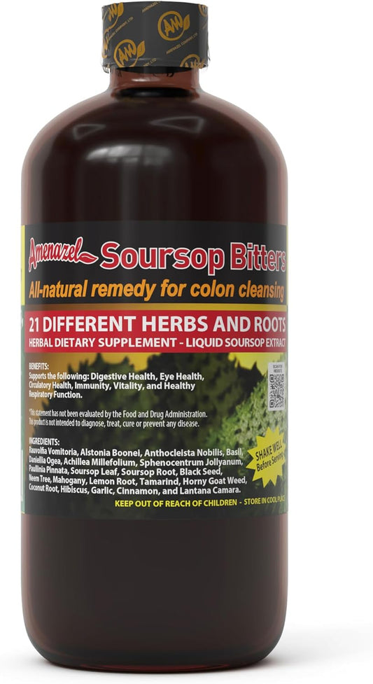 Amenazel Soursop Bitters: 16oz Herbal Supplement for Digestive Health