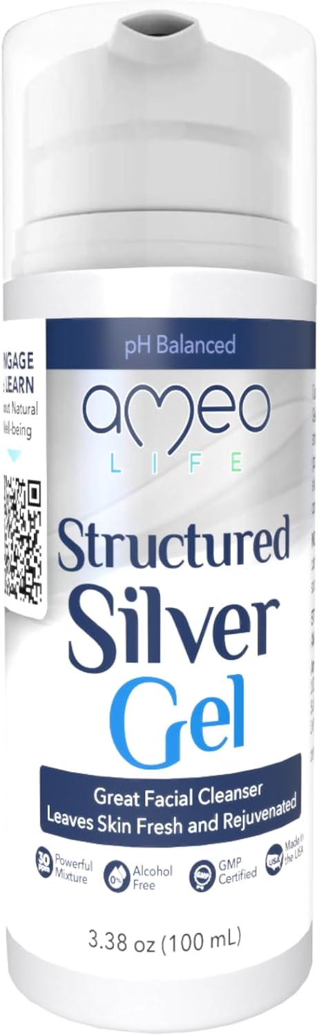 Ameo Life Colloidal Silver Gel 35 ppm - pH Balanced for Healthy Skin, Minor Cuts, Scrapes & Burns - Natural Skin Care Rejuvenation - 100ml