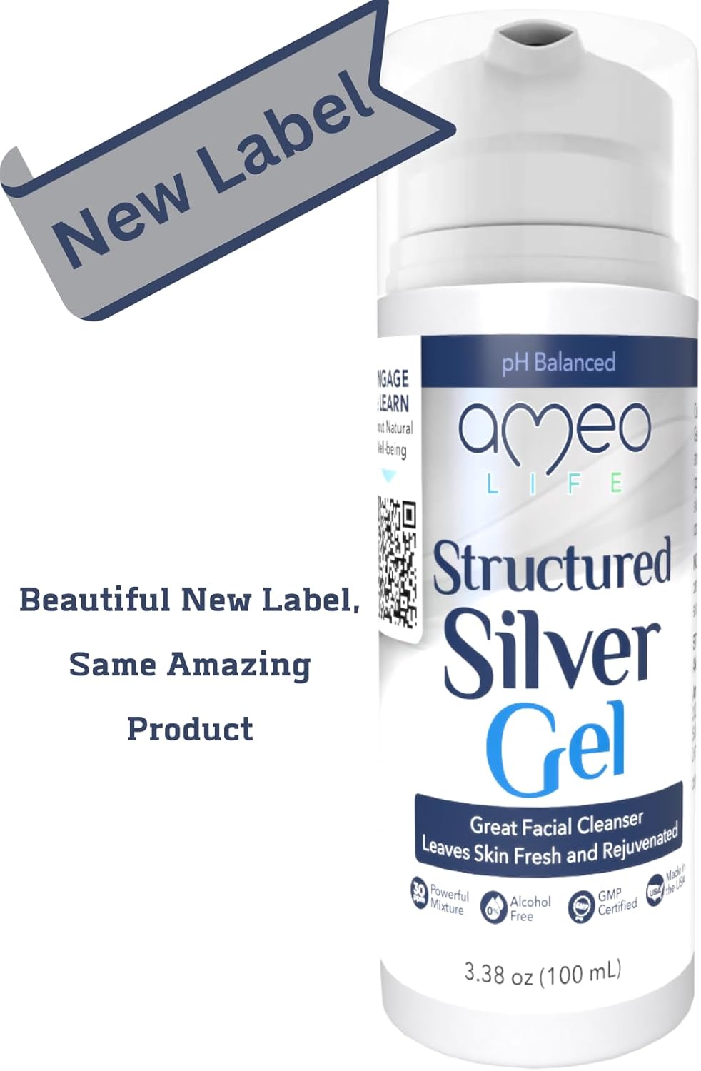 Ameo Life Colloidal Silver Gel 35 ppm - pH Balanced for Healthy Skin, Minor Cuts, Scrapes & Burns - Natural Skin Care Rejuvenation - 100ml