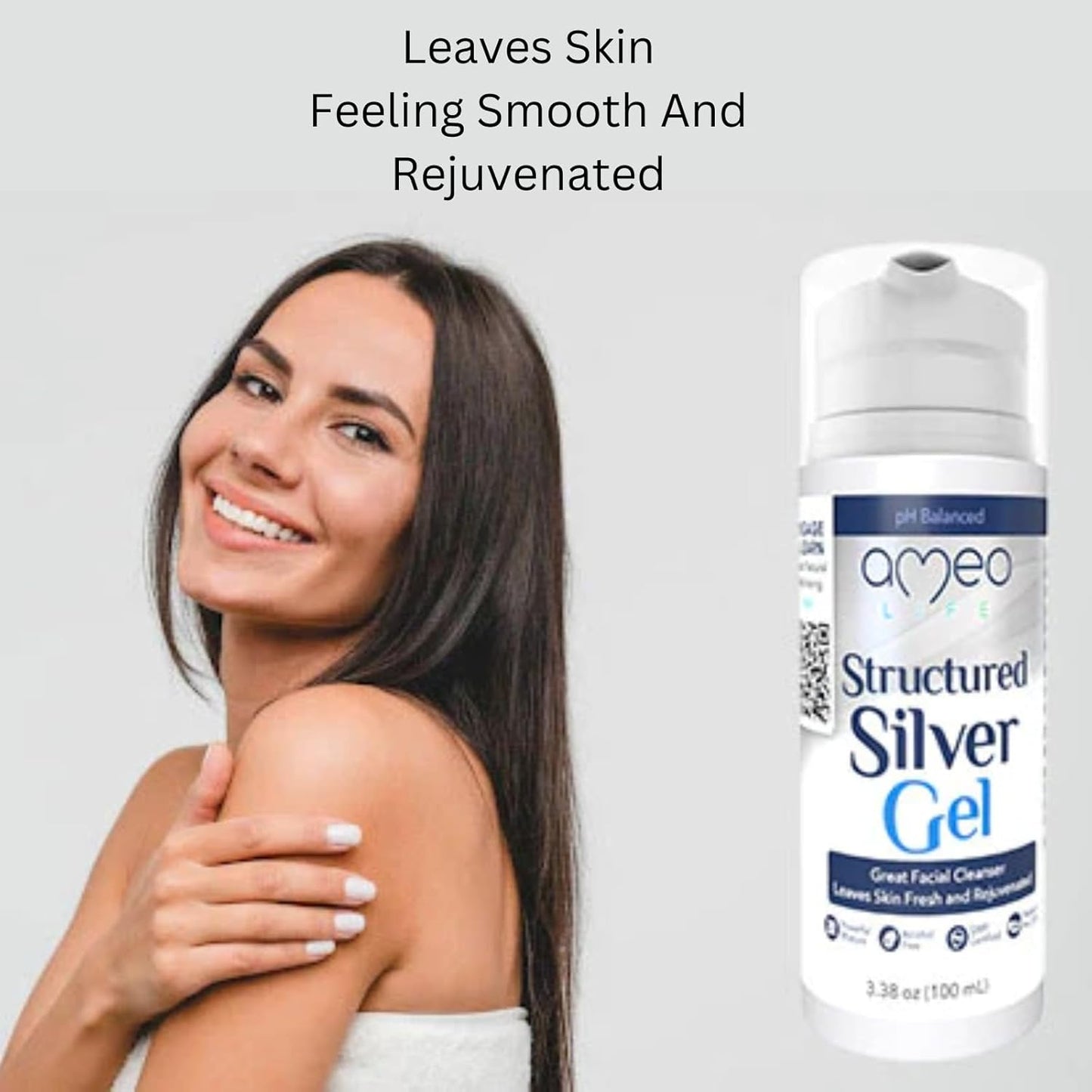 Ameo Life Colloidal Silver Gel 35 ppm - pH Balanced for Healthy Skin, Minor Cuts, Scrapes & Burns - Natural Skin Care Rejuvenation - 100ml