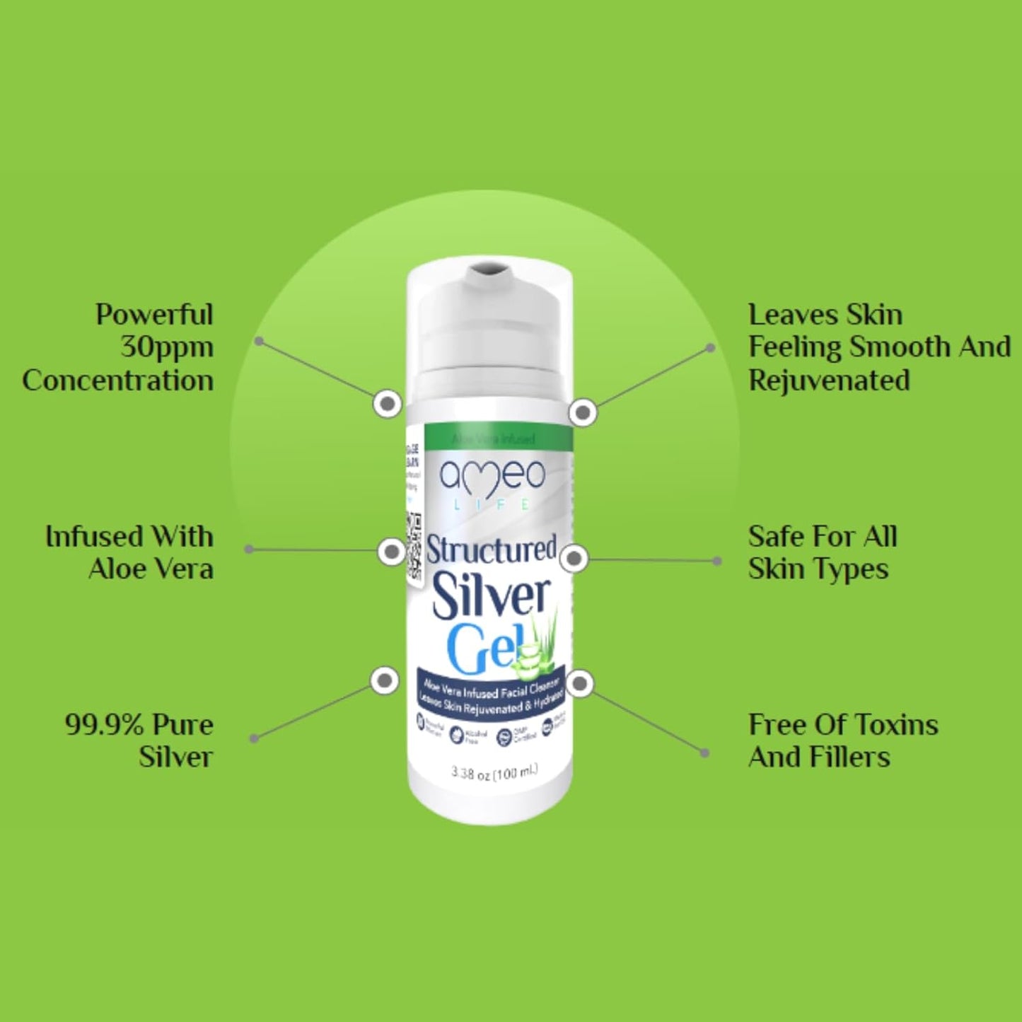 Ameo Life Colloidal Silver Gel and Liquid Set with Aloe Vera