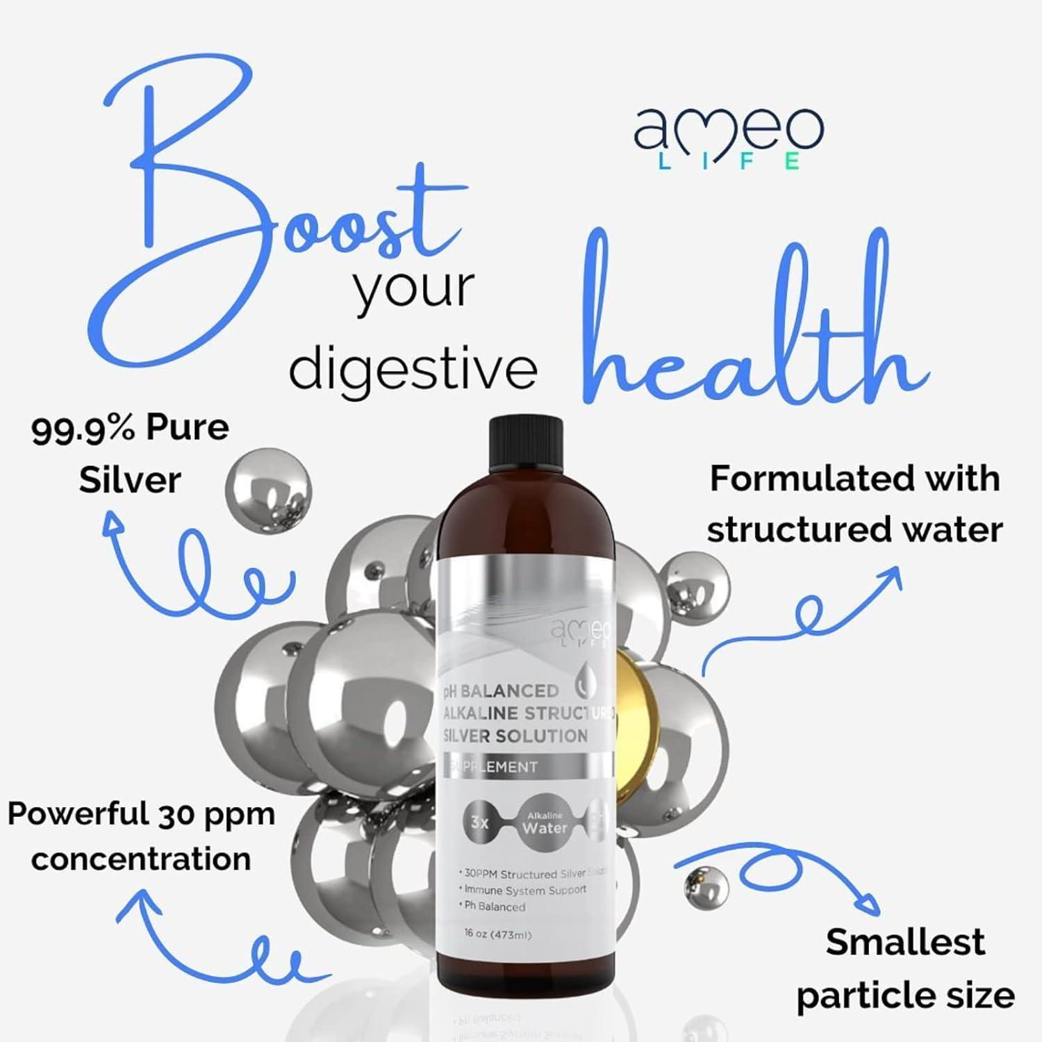 Ameo Life Colloidal Silver Gel and Liquid Set with Aloe Vera