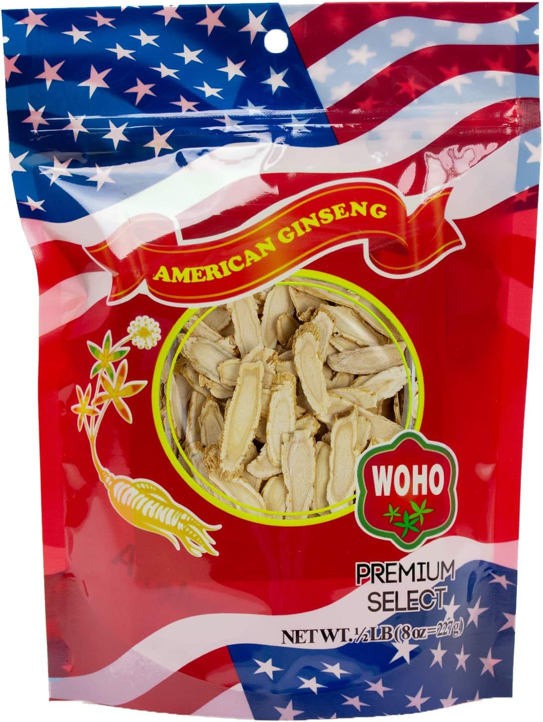 American Ginseng Medium Slices 8oz - Premium Quality WOHO 126.8 Bag