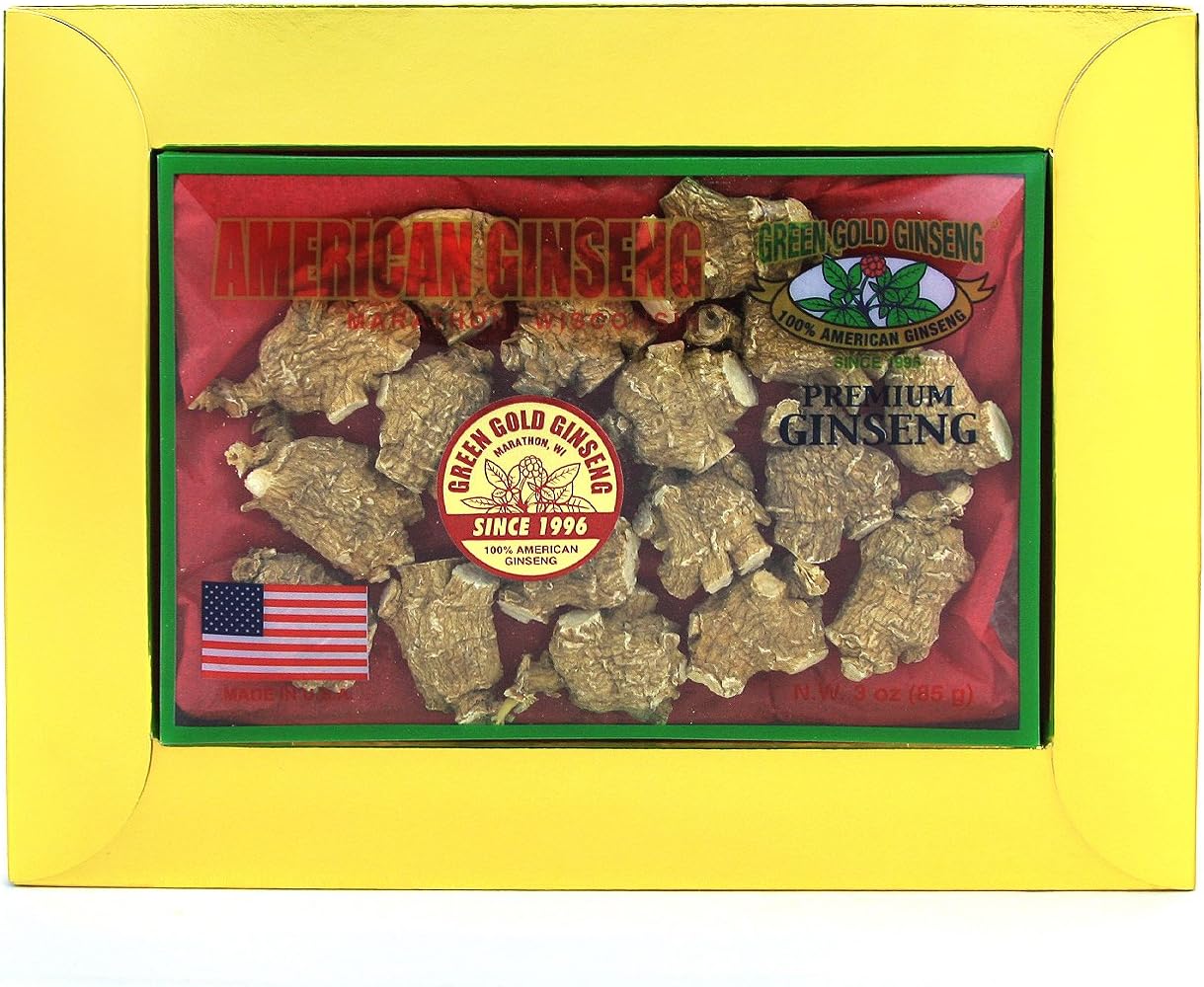 American Ginseng Roots from Marathon County, WI - Large Bullet Size - 3oz Box | Green Gold Ginseng PS 132-3 (SKU: B06XC55PJ3)
