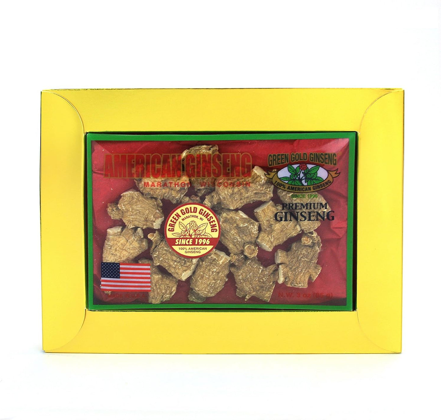 American Ginseng Roots from Marathon County, WI | Green Gold Ginseng Extra Large Bullets | 3oz Box | SKU PS 131-3