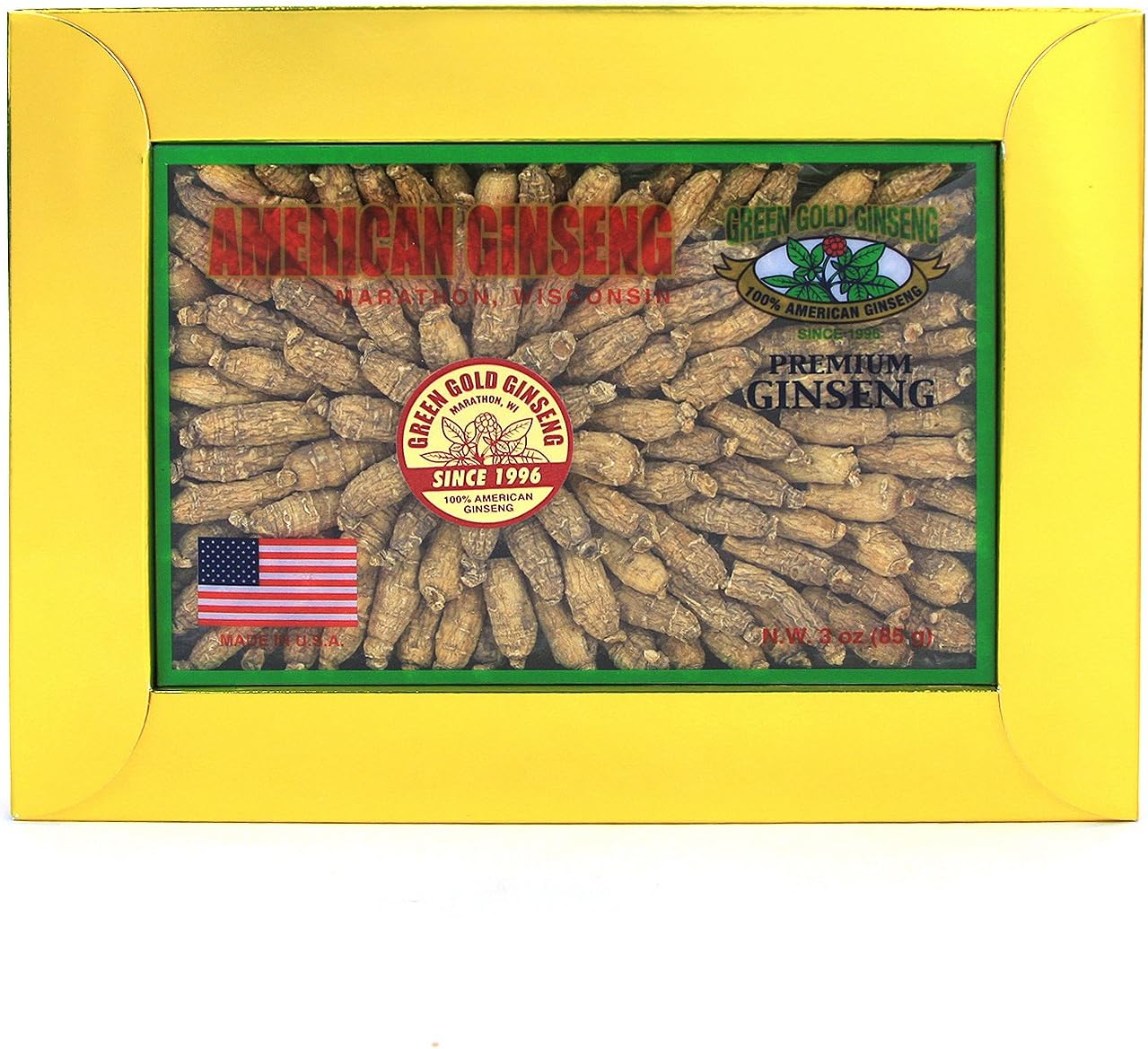 American Ginseng Roots from Marathon County, WI | Green Gold Ginseng CZ 126-3 | Short Small #1 Roots | 3oz Box
