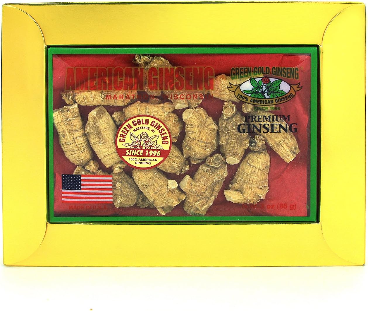 American Ginseng Roots from Marathon County, WI | Green Gold Ginseng Short Large Roots | 3oz Box, SKU CZ 122-3