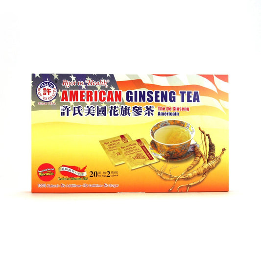 American Ginseng Tea 20ct Box - Cultivated in Marathon County, Wisconsin - Hsu's Ginseng SKU 1034