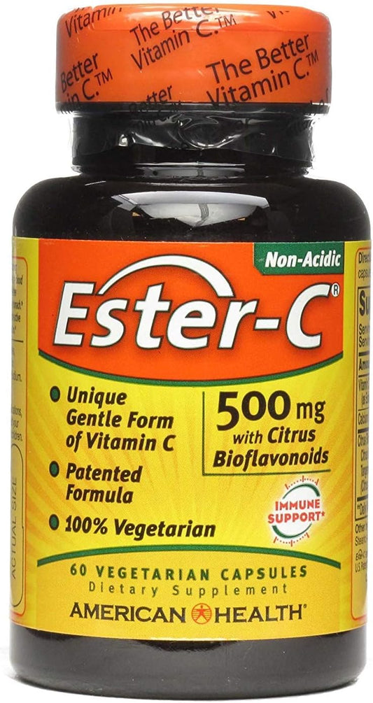 American Health Ester-C 500mg 60 Veggie Caps - Immune Support Supplement