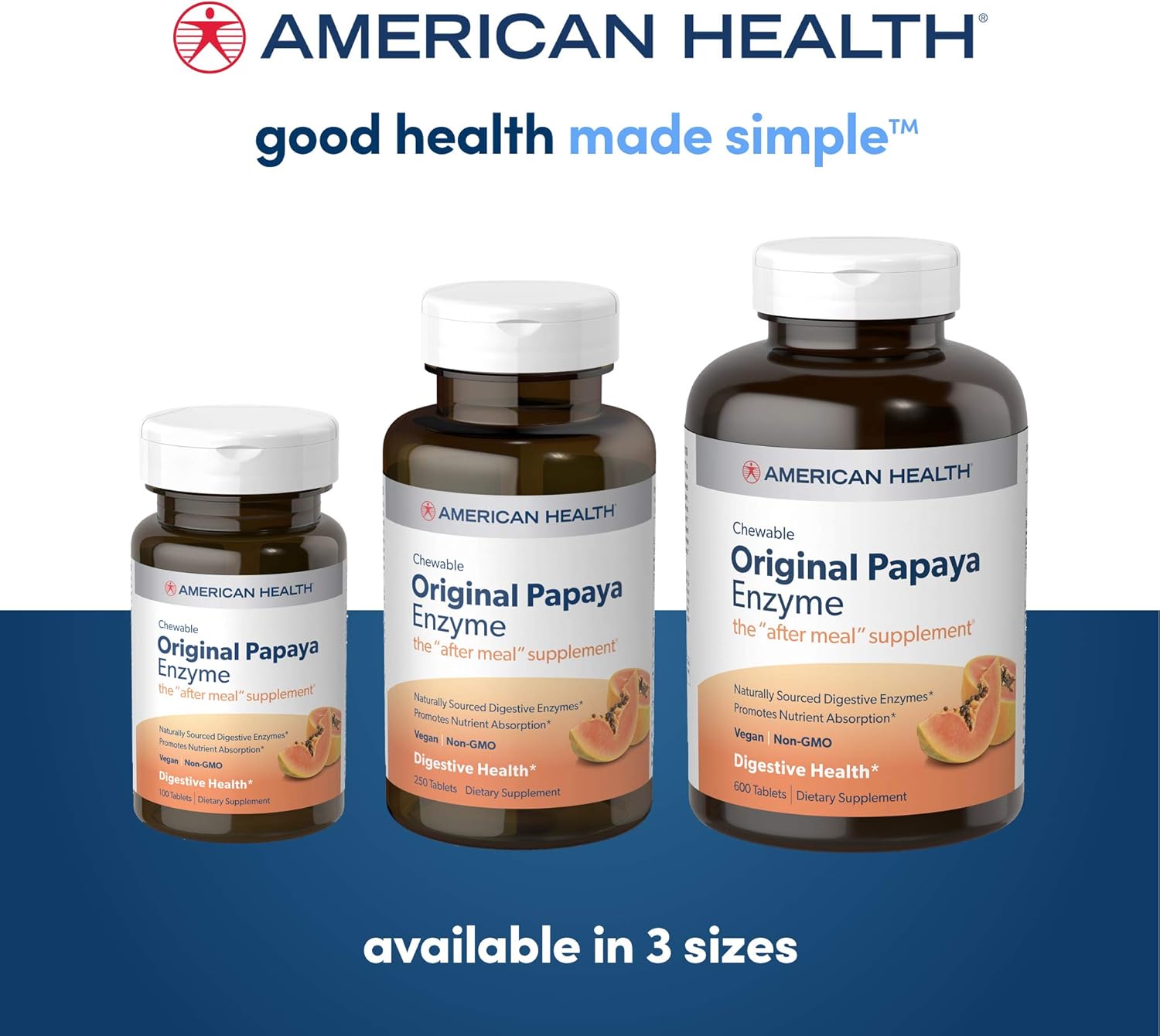 American Health Papaya Enzyme Chewable Tablets - Supports Digestion & Nutrient Absorption - 600 Count, Gluten-Free, Vegetarian