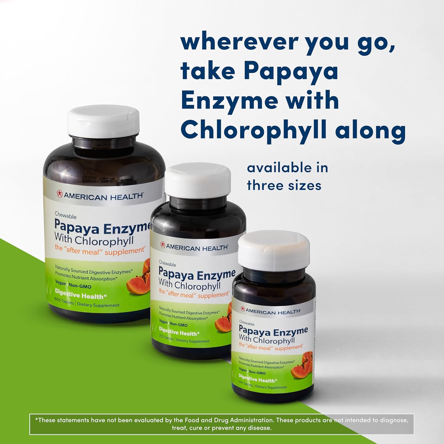 American Health Papaya Enzyme with Chlorophyll Chewable Tablets - Supports Nutrient Absorption - Non-GMO, Vegan, Gluten Free - 100 Tablets