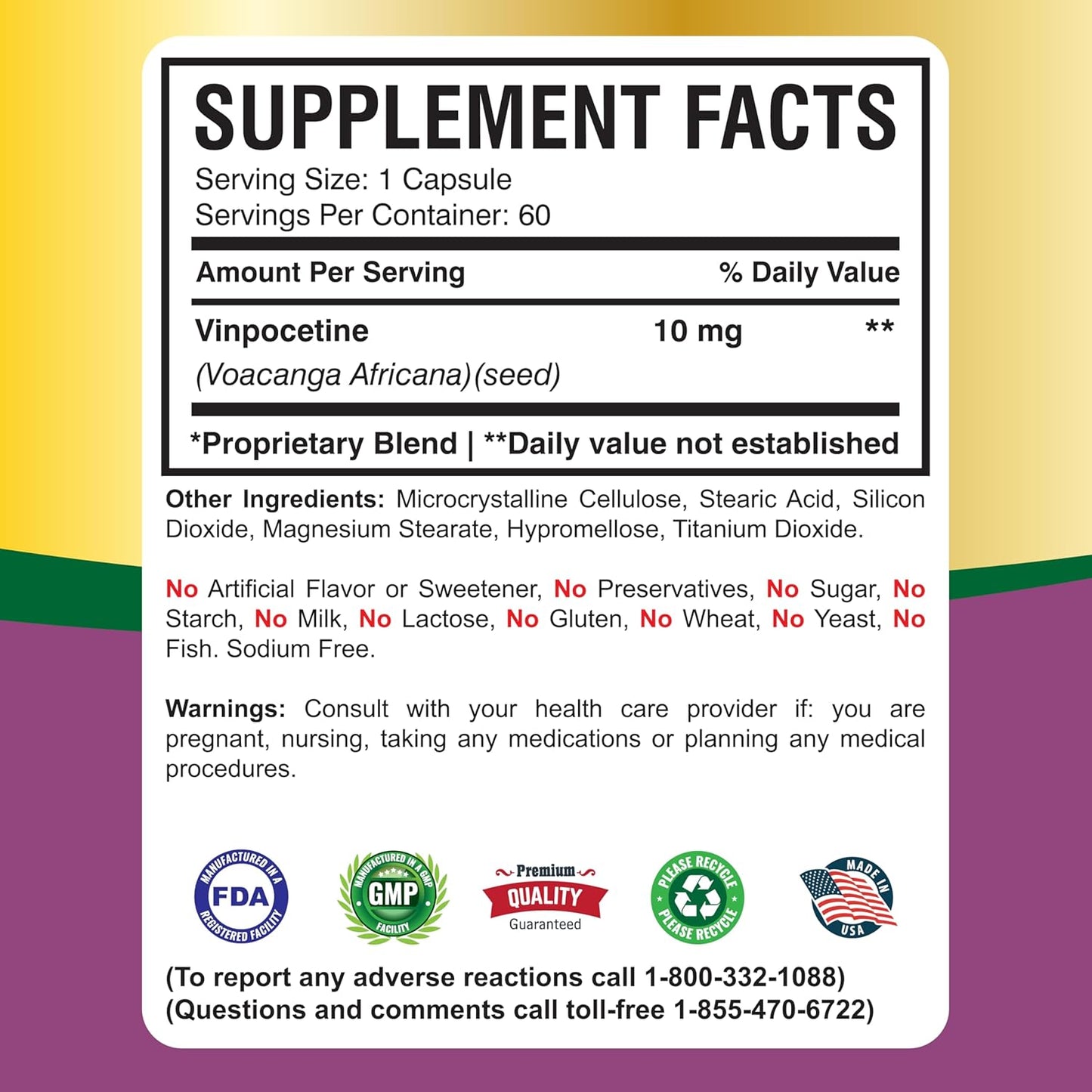 American Medic & Science Cavintona 10mg Capsules - 60 Count Bottle