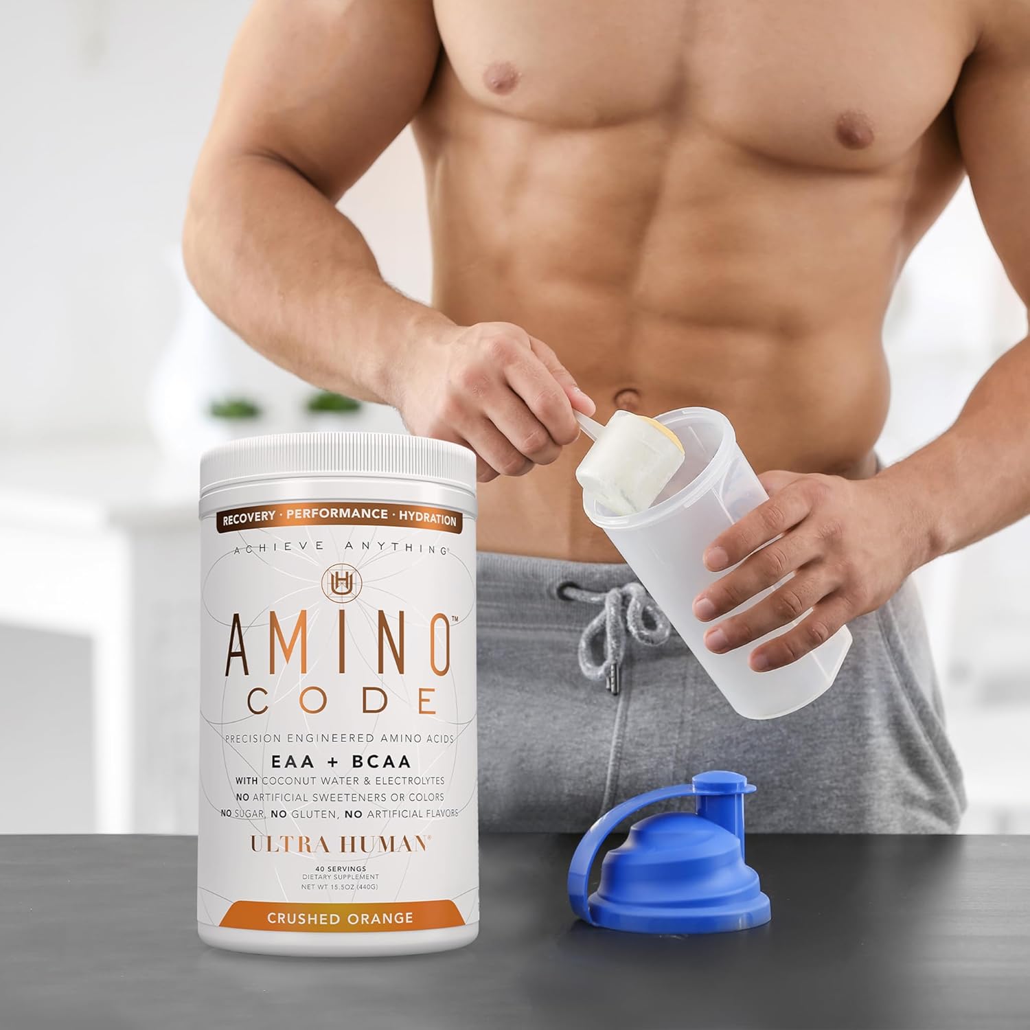Amino Code Crushed Orange: Hydration Workout Recovery Powder with BCAAs + Electrolytes - 40 Servings