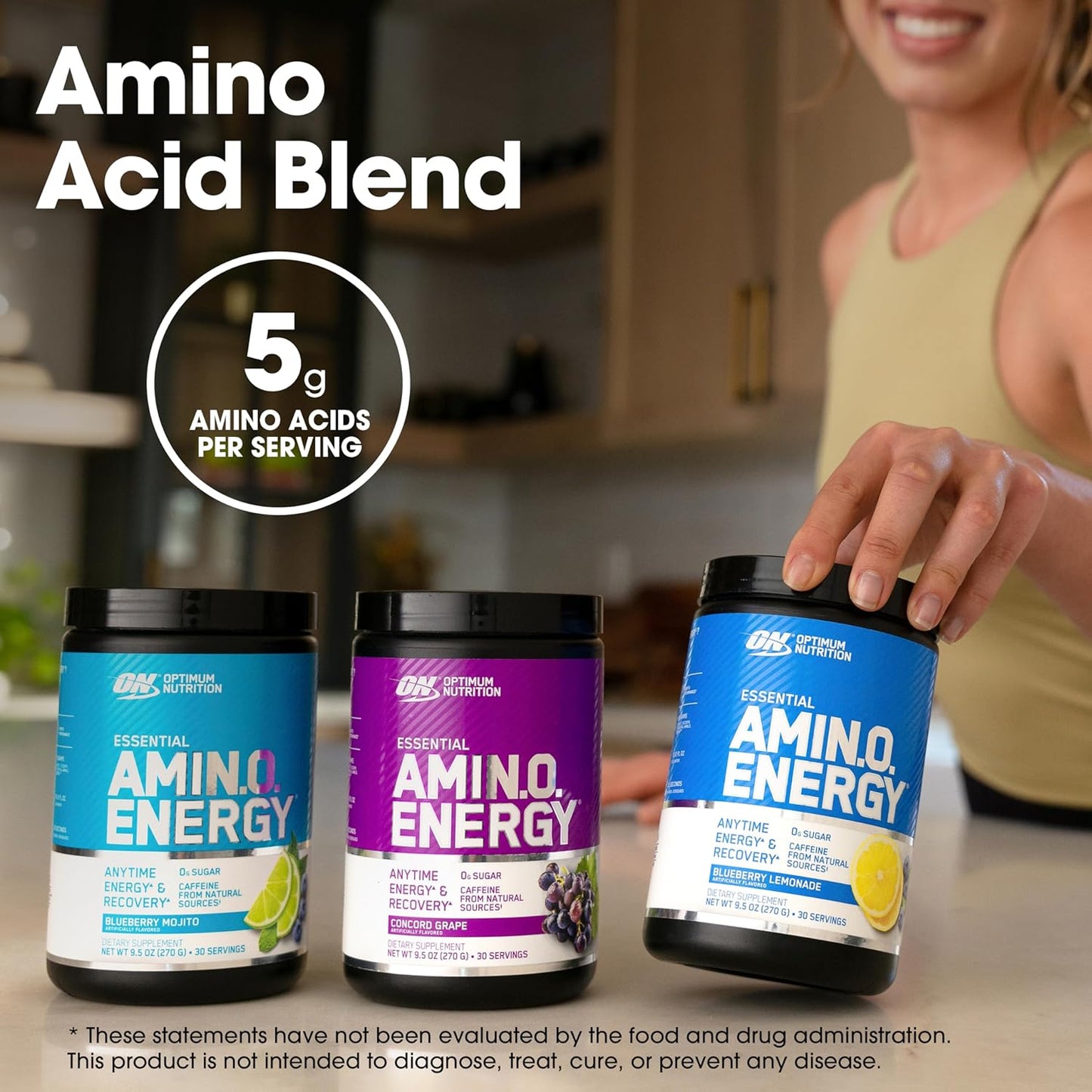 Amino Energy Orange Cooler Pre Workout Powder - BCAA, Amino Acids, Green Tea, Green Coffee Extract - Keto Friendly, 65 Servings
