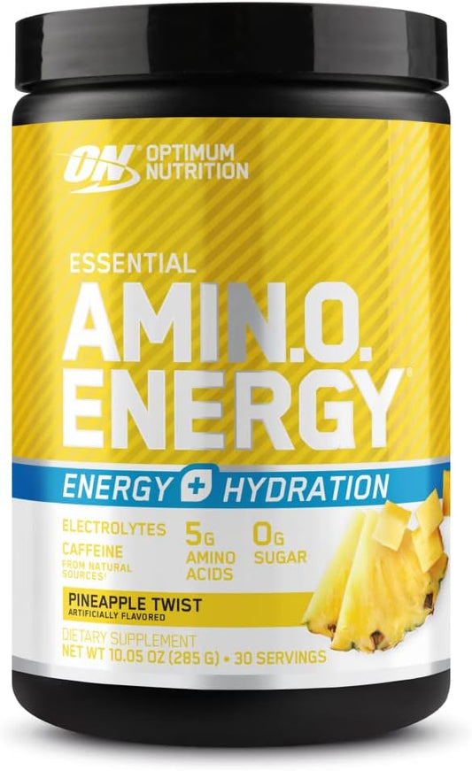 Amino Energy Powder with BCAA, Electrolytes, and Caffeine - Pineapple Twist Flavor - 30 Servings