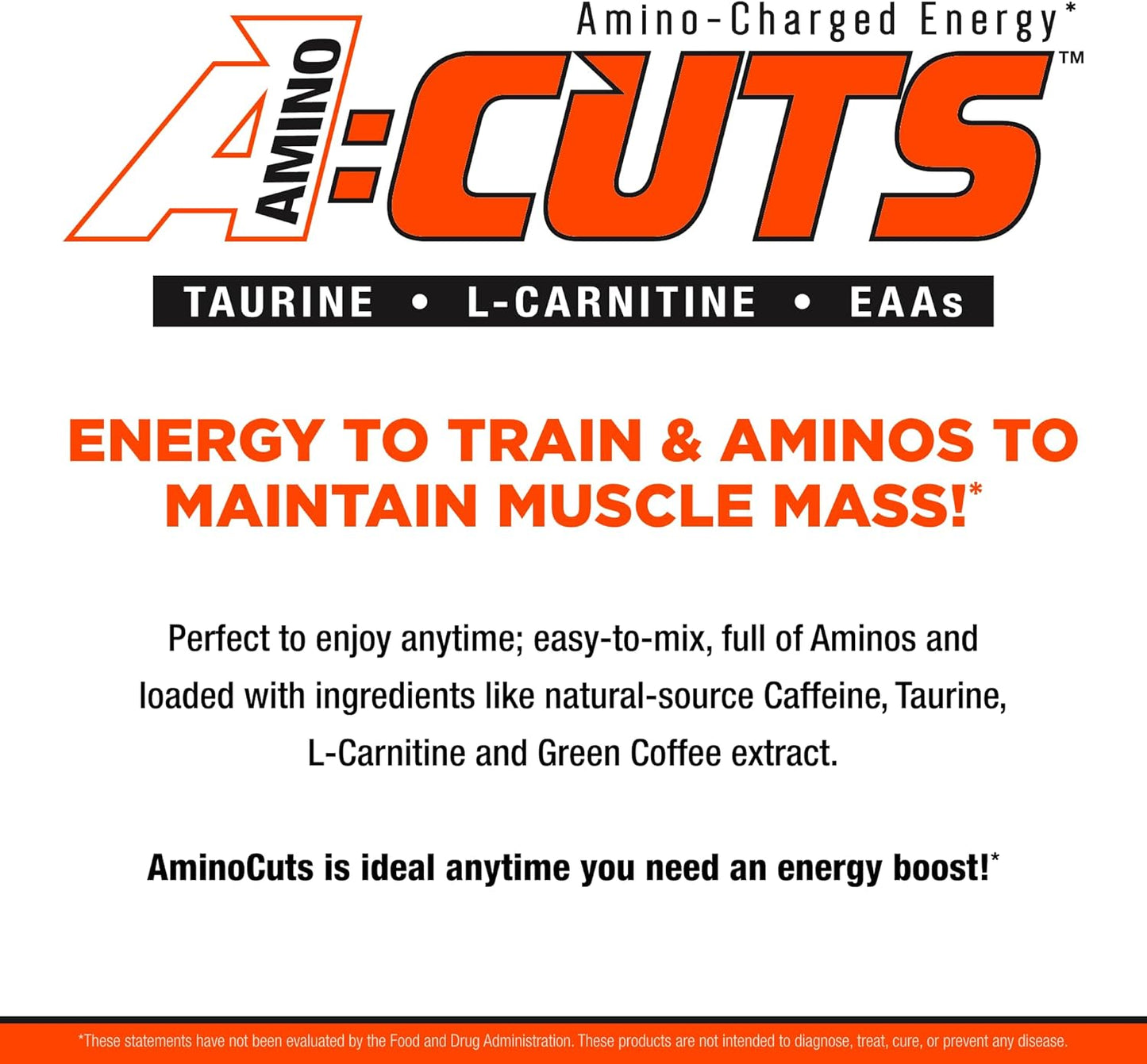 AMINOCUTS Energy Drink with Taurine, L-Carnitine, Green Coffee Bean Extract - Pink Lemonade, 30 Servings