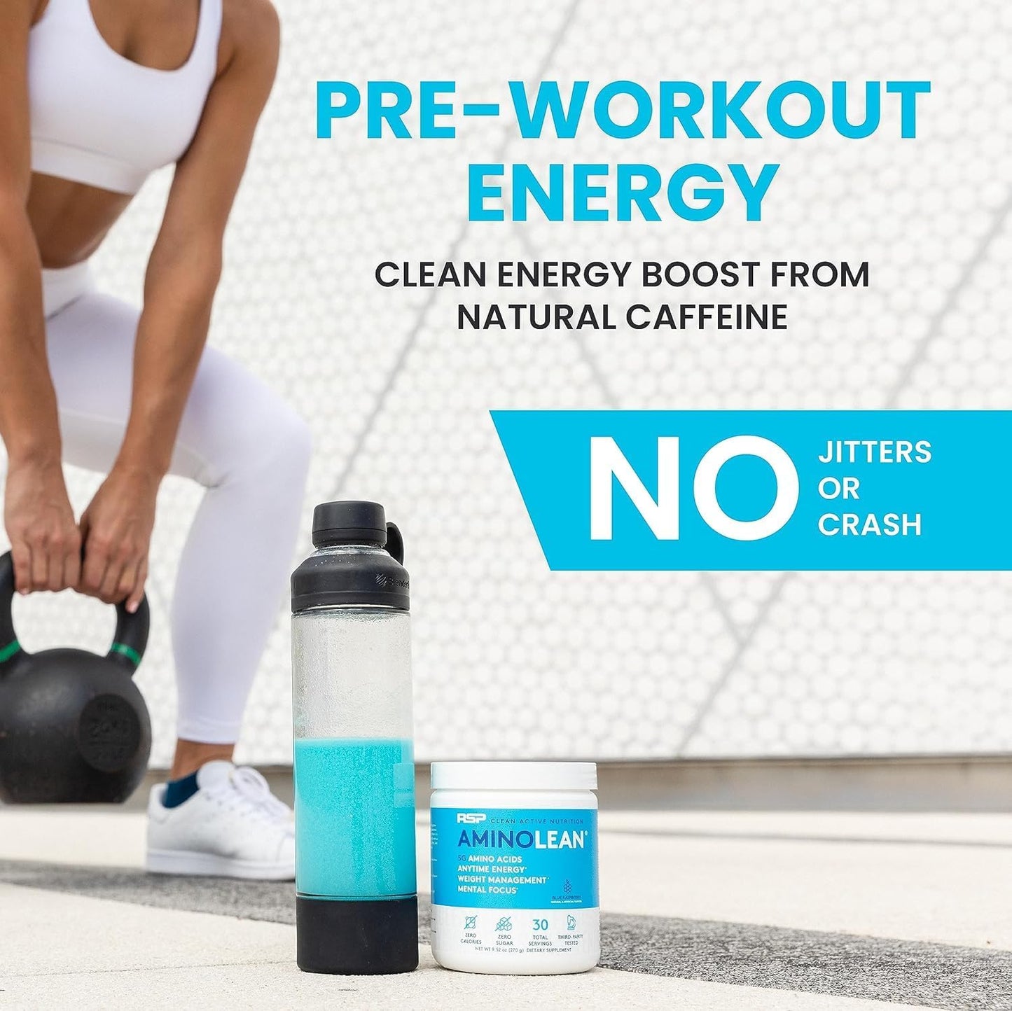 AminoLean Pre Workout Powder with Natural Caffeine and Vegan BCAA Amino Acids - Cherry Lime Flavor, 25 Servings