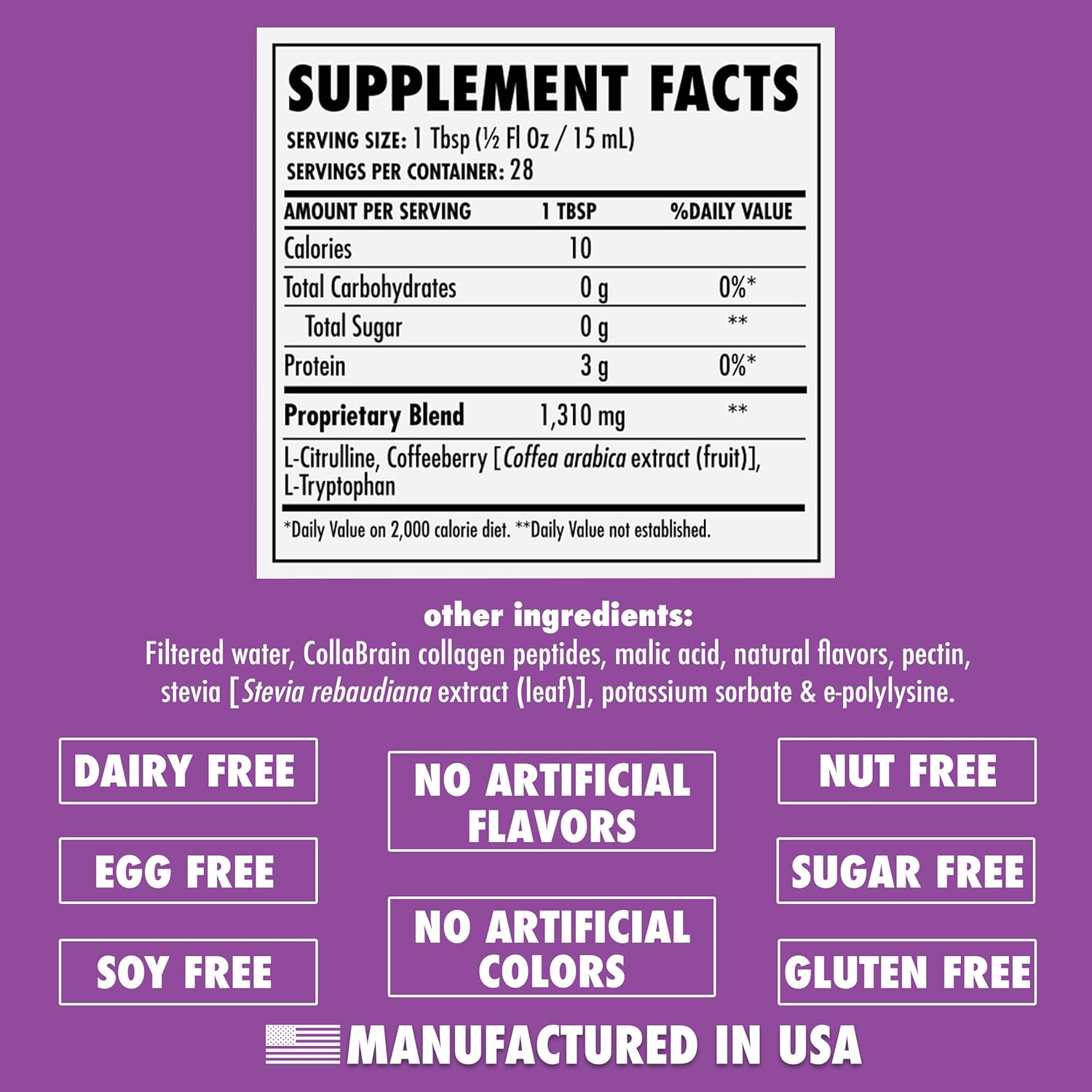 AminoMind Nootropic Collagen Supplement for Brain Health with Pro-Hyp & Hyp-Gly Dipeptides, Coffeeberry Antioxidants - 14 Fl Oz