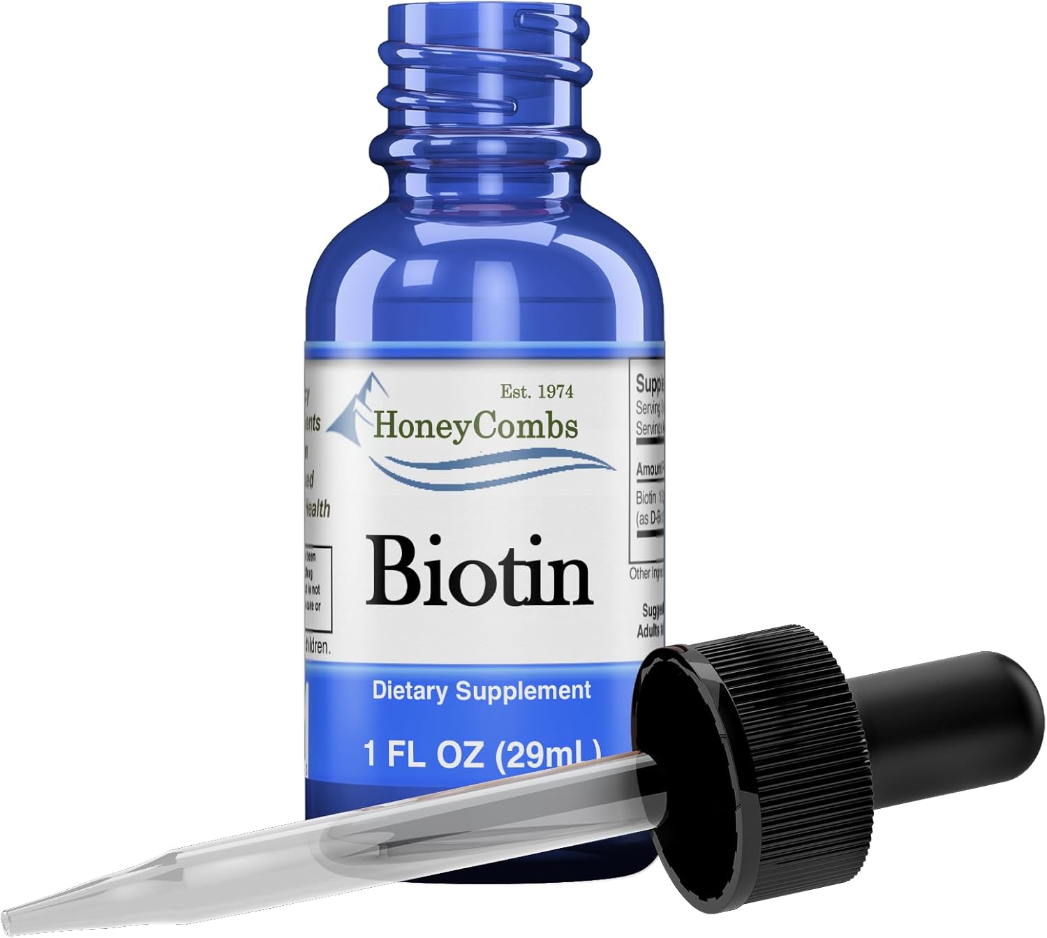 Amish Trusted Honeycombs Liquid Biotin Drops for Hair, Skin & Nails - Non-GMO Vitamin Supplement for Healthy Hair, Skin & Nails - Alcohol-Free Digestion & Hair Vitamins - 1 Fl Oz