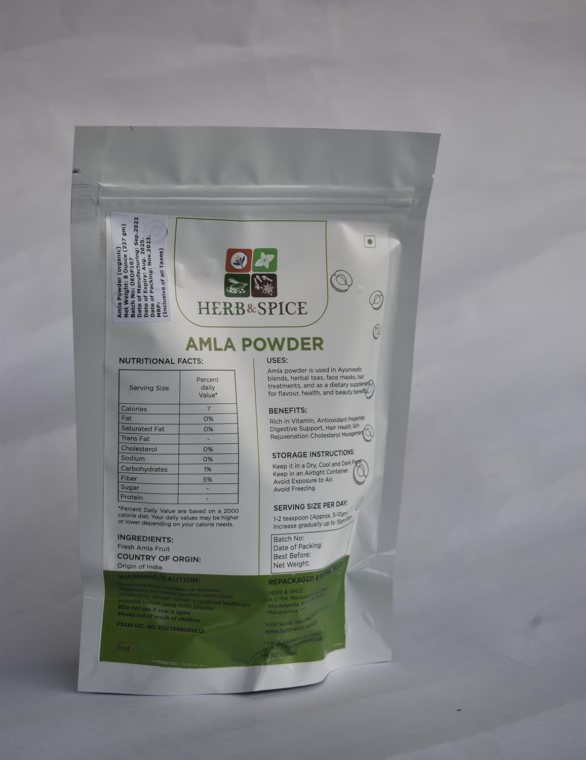 Amla Powder with Holy Basil for Immune Support and Antioxidants - Ayurvedic Superfood, Non-GMO, Vegan, Kosher - 227g