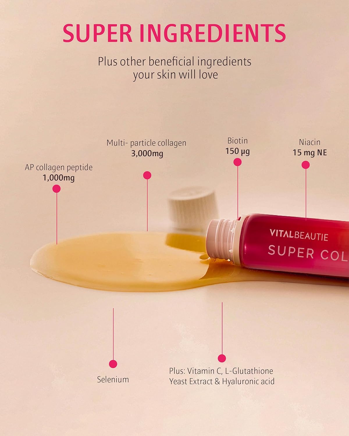 AMOREPACIFIC Korean Skincare Liquid Marine Collagen with Biotin, Vitamin C, Hyaluronic Acid, L-Glutathione - 28 Servings