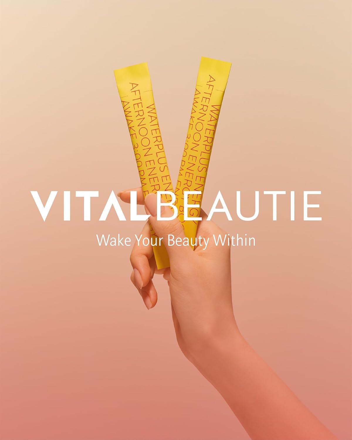 AMOREPACIFIC VITALBEAUTIE Waterplus Energy Electrolyte Drink Mix with Guarana, BCAA, L-Theanine, and Zinc - 10 Sticks (Grapefruit & Mango)