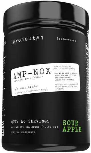 AMP-NOX Sour Apple Preworkout Amino Energy Drink Powder | Non-Stim Boost for Focus & Pump | Protein Drink with Amino Acids | Instant Strength | 40 Servings for Men & Women