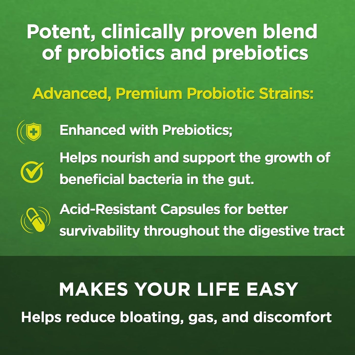 AMVILAB Daily Probiotic Supplement: 7 Billion CFUs, 5 Essential Strains, Supports Digestive and Immune Health - 60 Capsules