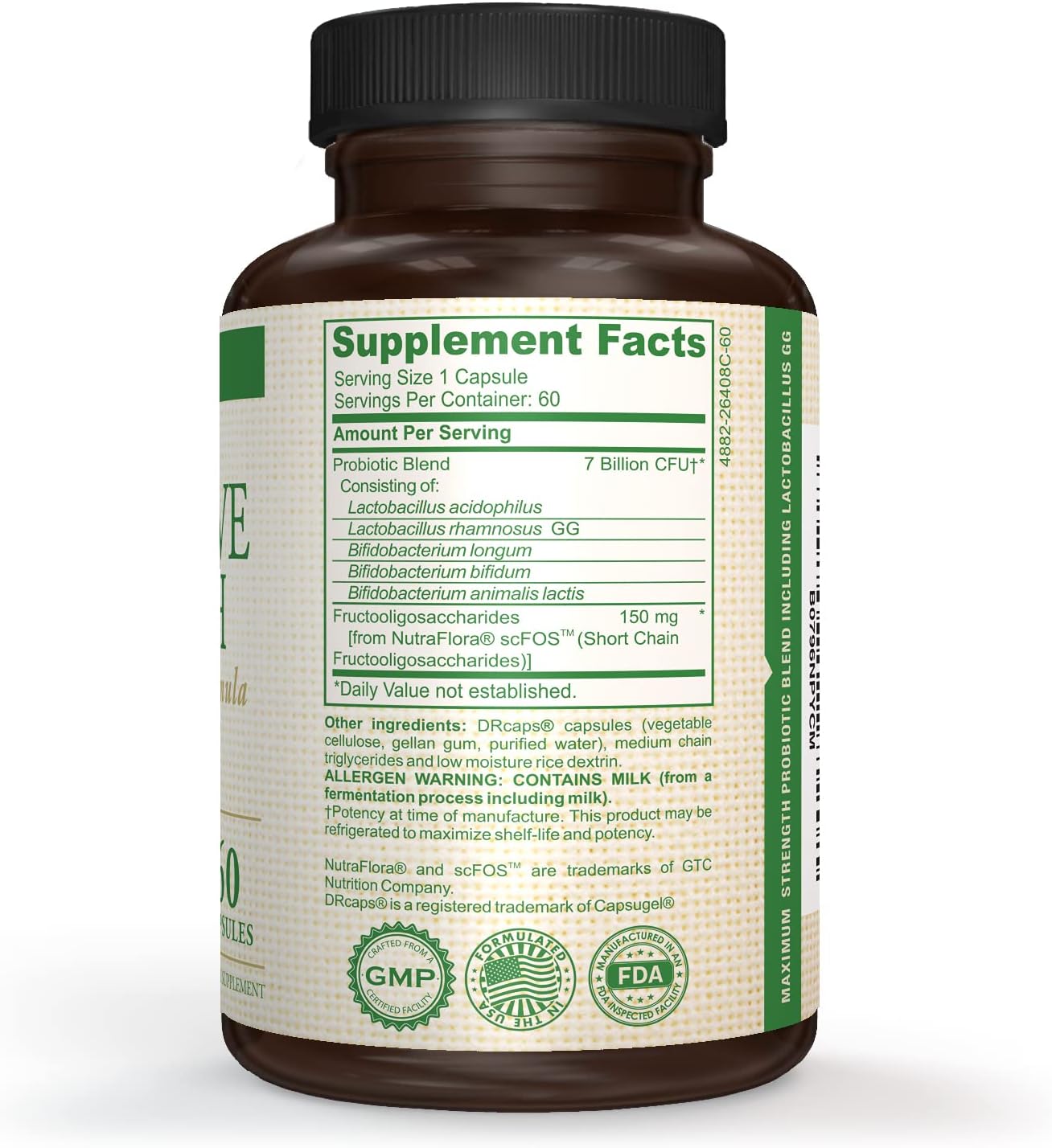 AMVILAB Daily Probiotic Supplement: 7 Billion CFUs, 5 Essential Strains, Supports Digestive and Immune Health - 60 Capsules