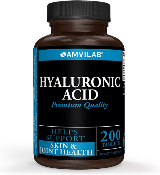 AMVILAB Hyaluronic Acid Tablets | 100mg | Gluten-Free & Non-GMO Supplement