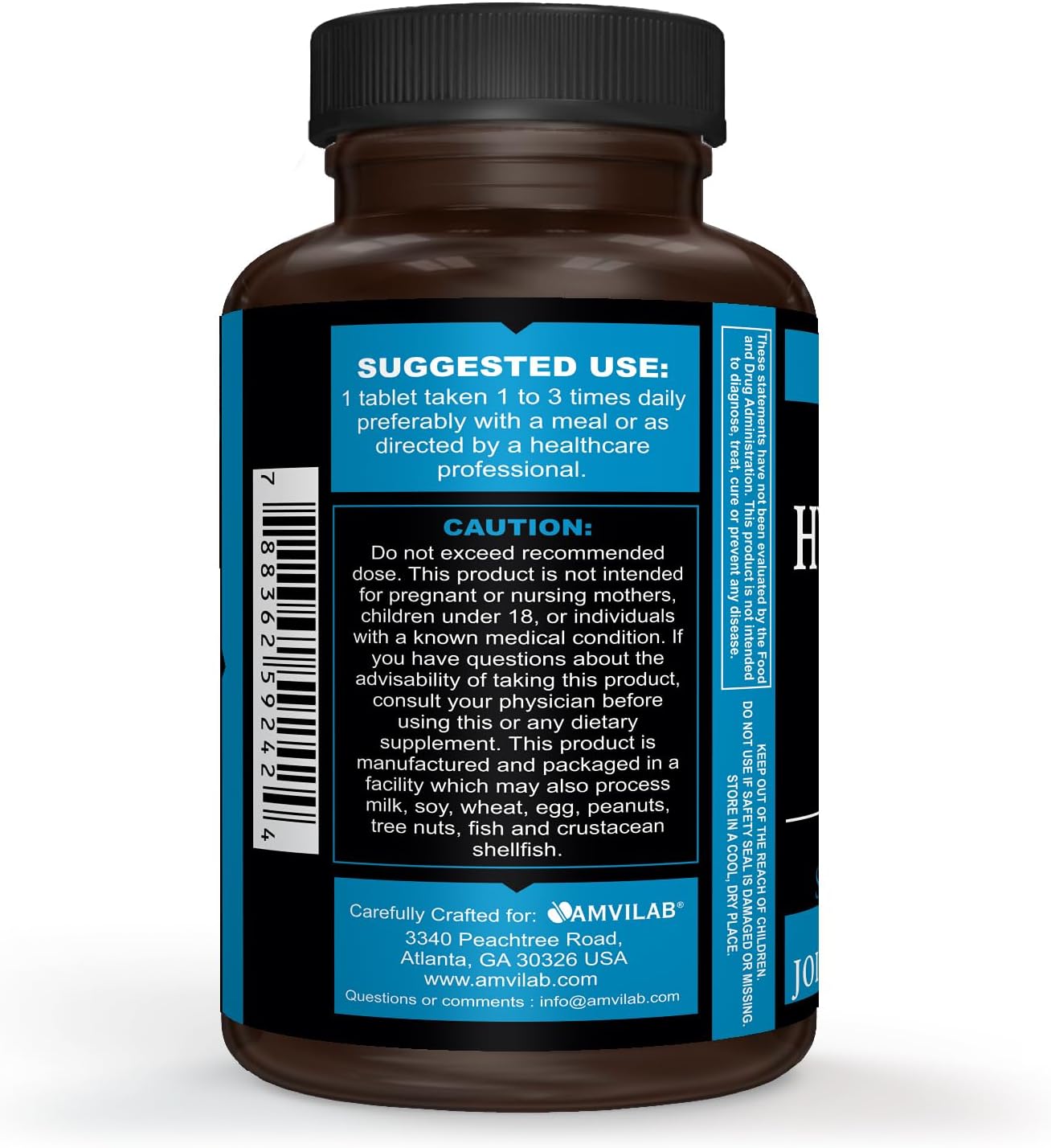 AMVILAB Hyaluronic Acid Tablets | 100mg | Gluten-Free & Non-GMO Supplement