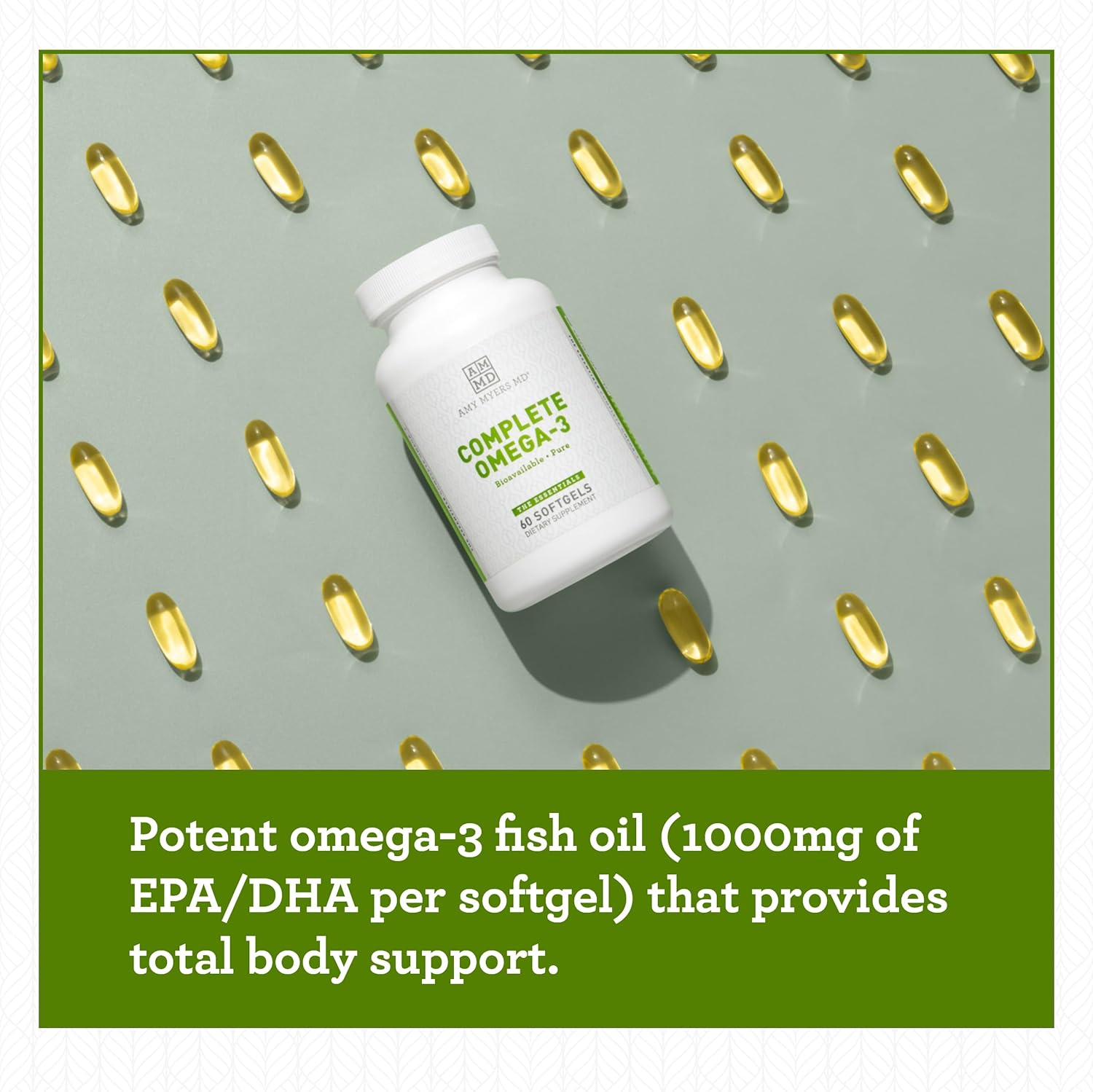 Amy Myers MD Complete Omega-3 Softgel - 1000mg EPA/DHA - 2 Month Supply - Supports Healthy Inflammatory Response - High Bioavailability