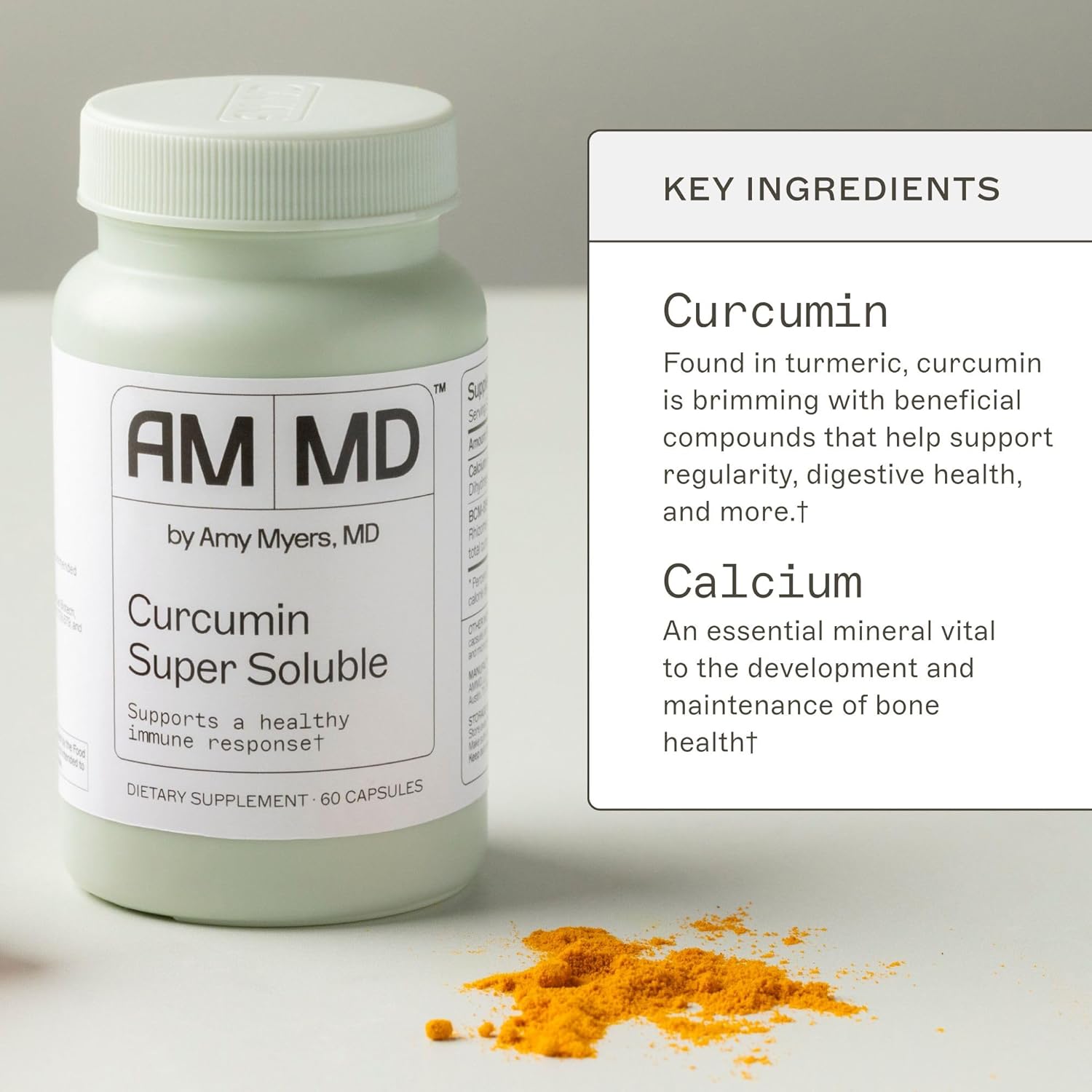 Amy Myers MD Curcumin Super Soluble Capsules - Bioavailable Turmeric Supplement for Immune & Gut Health - 60 Servings