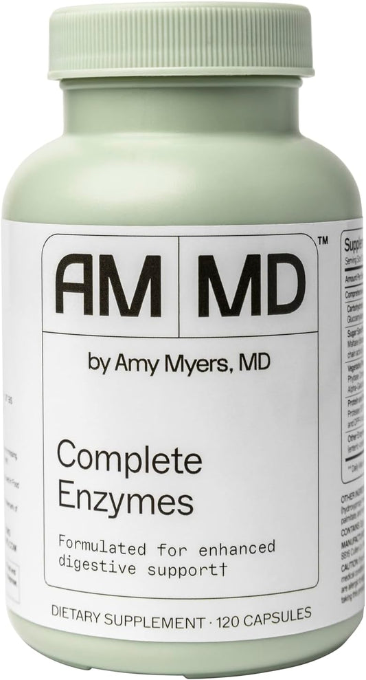 Amy Myers MD Digestive Enzymes - 19 Enzymes for Gut Health, Bloating & Stomach Issues - DPP-IV Protease Amylase Lipase Lactase Sucrase - 120 Capsules to Break Down Protein, Carbs, Sugar, and Fiber